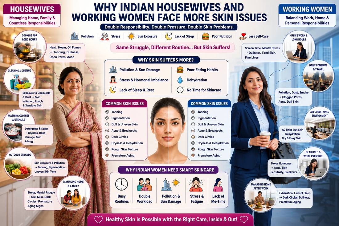 Why Indian Housewives and Working Women Face More Skin Issues